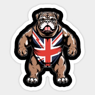 British Wrestler Bulldog Cartoon - Fun and Playful Design Sticker